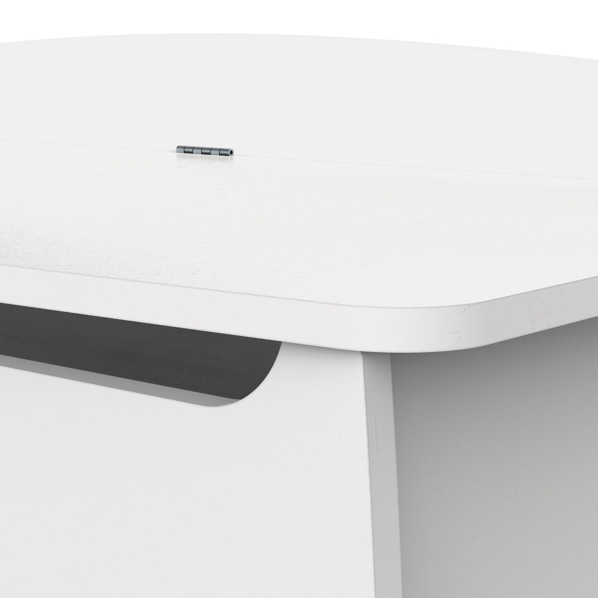 Opbergkist Firmiana Wit, een witte MDF opbergbox met opklapdeur, ideaal voor kinderkamer, woonkamer of keuken. Afmetingen: 80x39x59 cm, gewicht: 16 kg.