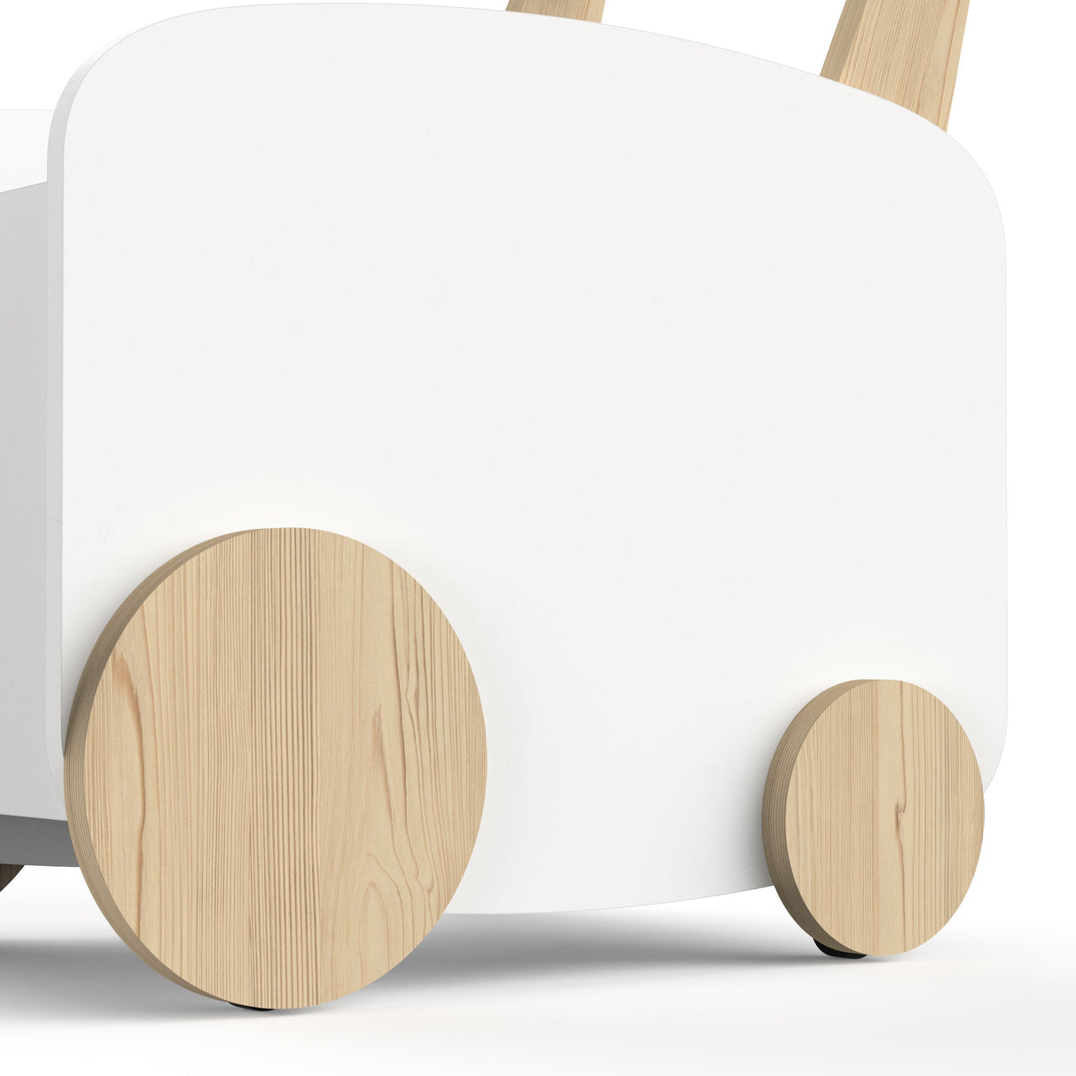 Opbergkist op wielen Firmiana Wit met houten wielen en handgreep, ideaal voor speelgoedopslag in kinderkamers. Modern ontwerp, geschikt voor elke ruimte.