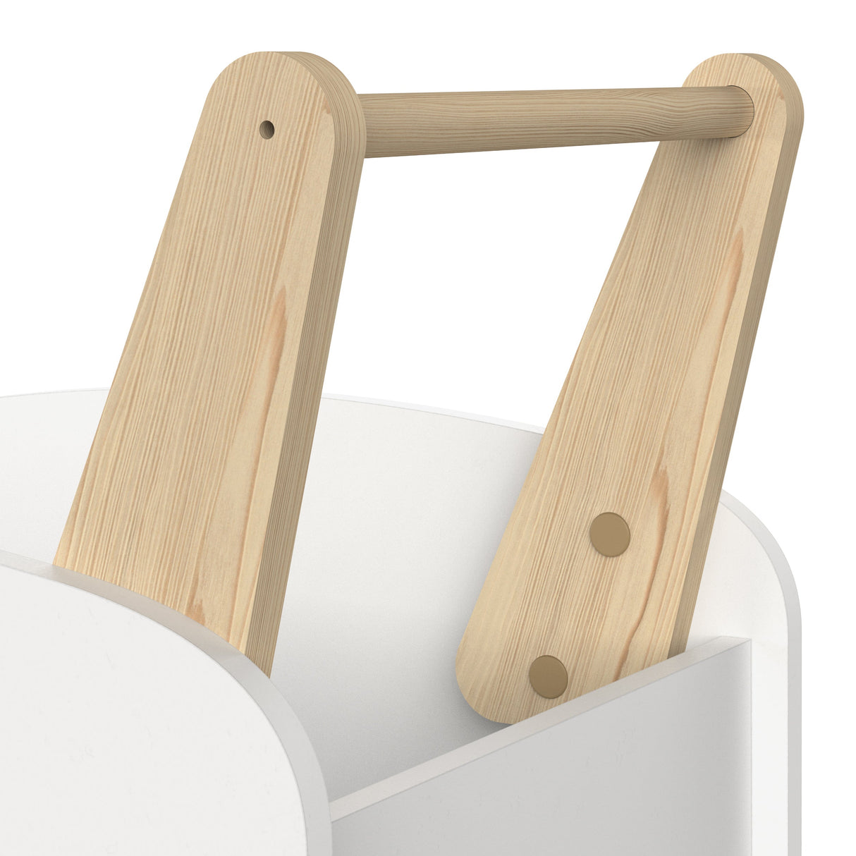 Opbergkist op wielen Firmiana Wit met houten handgreep, modern ontwerp; ideaal voor speelgoedopslag. Geschikt voor elke kamer, eenvoudig verplaatsbaar en kindvriendelijk.