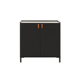 Amsterdam Dressoir 2-deurs - Zwart / Licht Kastanje Look; industrieel ontwerp met twee kastjes en kastanje accenten, ideaal voor opbergruimte en display in huis.