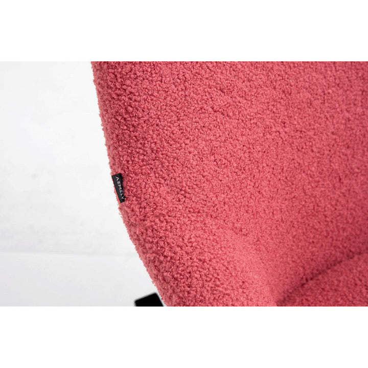 Aemely® Schommelstoel Papa met roze teddy stof en zwarte poten, ontworpen voor ultiem comfort in de babykamer, weergegeven in een gedetailleerde close-up.