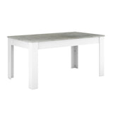 Eetkamertafel Floride - Wit, met grijs melamine blad, 77 cm hoog, geschikt voor eetkamer. Te combineren met Floride vitrine kast of dressoir.