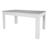 Eetkamertafel Floride - Wit met grijs melamine blad, afmetingen 77x90x160 cm, perfect te combineren met Floride vitrine kast of dressoir.