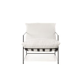 Fauteuil Elton - Wit Teddy Stof met minimalistisch zwart metalen frame en comfortabele kussens, ideaal voor modern interieur. Geen montage vereist.