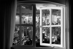 Glasschilderij 120x80cm Window view of the city