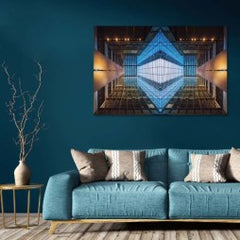 Glasschilderij 120x80cm Blue and gold abstract