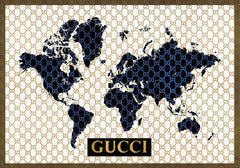 Glasschilderij met 3D reliëf 80x120cm Gucci wereld kaart