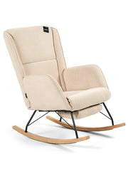 Aemely Schommelstoel Relax Ribstof Beige met ingebouwde voetsteun