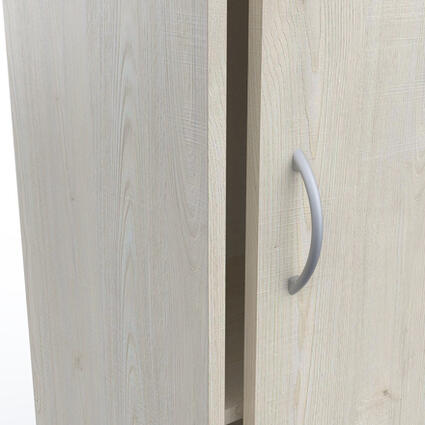 Kast Met 2 Schuifdeuren, houten met open deur, verstelbare planken en handgreep. Compacte opslagoplossing, ideaal voor elke interieurstijl.