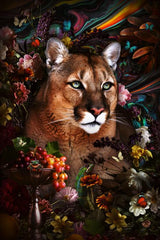 Glasschilderij 80x120cm Mountain lion abstract