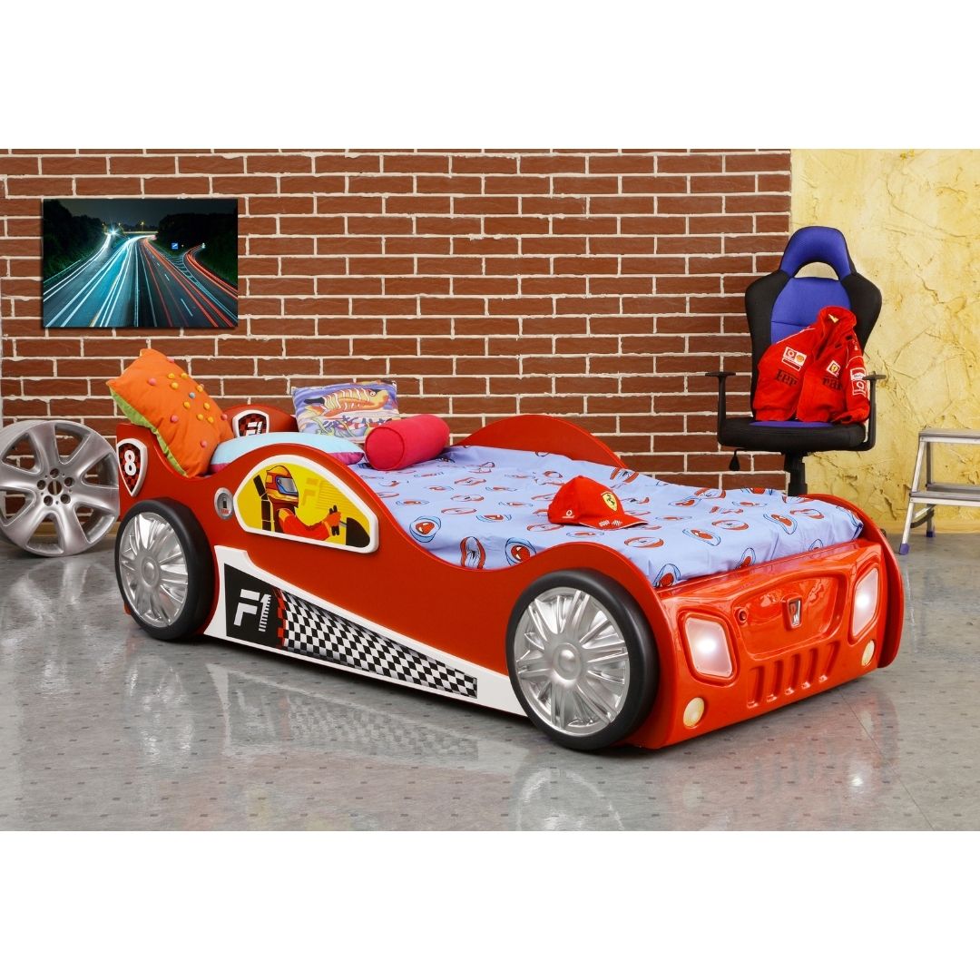 Rode race auto kinder bed