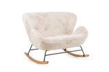 Aemely® Schommelbankje Duo met imitatiebont en massief beukenhouten poten, ideaal voor comfort in de woonkamer of kinderkamer.