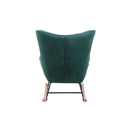Aemely® Schommelstoel Steerne in groen velvet met houten poten en stalen frame, elegante designstoel met comfortabele zit en gecapitonneerde rugleuning.