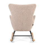 Aemely® Schommelstoel Nord - Beige Taupe Raw Teddy & Blank Hout