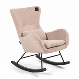 Aemely® Schommelstoel Nord - Beige Taupe Raw Teddy & Zwart Hout