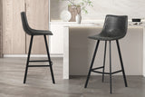 Barkruk 'Ozan' PU Zwart, stijlvolle zwarte barstoel met metalen onderstel, geschikt voor keuken en eetkamer, ergonomisch en industrieel design. Set van 2 stuks.