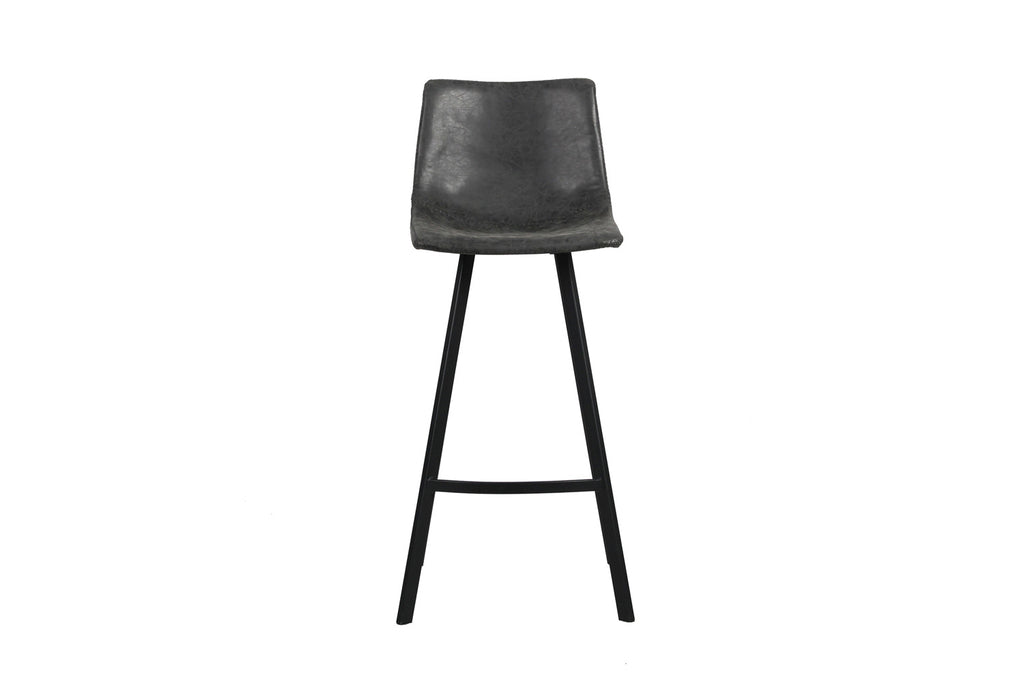 Barkruk 'Ozan' PU Zwart, stijlvolle zwarte barstoel met metalen onderstel, ergonomisch design voor comfortabel zitten bij bartafels en kookeilanden.