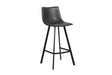 Barkruk 'Ozan' PU Zwart, industrieel design met zwarte metalen poten en ergonomische zitting, ideaal voor moderne interieurs en bartafels.