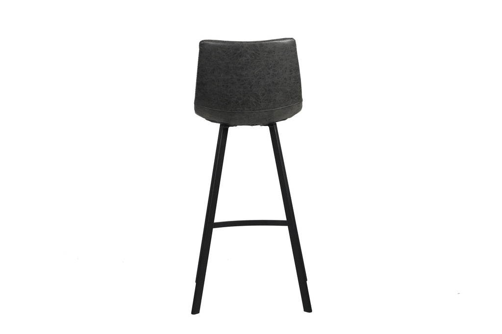 Barkruk 'Ozan' PU Zwart, industriële stijl met zwarte zitting en stevig metalen onderstel, ergonomisch design voor comfort. Perfect voor bartafels.