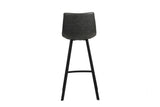 Barkruk 'Ozan' PU Zwart, industriële stijl met zwarte zitting en stevig metalen onderstel, ergonomisch design voor comfort. Perfect voor bartafels.