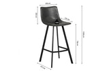 Barkruk 'Ozan' PU Zwart, industrieel design met zwarte PU-leer zitting en stevig metalen onderstel, ergonomisch voor comfort, perfect voor bartafels.