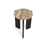 Bijzettafel Lilo - Donkerbruin Acacia & Beige/Taupe Marmer