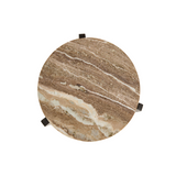 Bijzettafel Lilo - Donkerbruin Acacia & Beige/Taupe Marmer