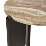 Bijzettafel Lilo - Donkerbruin Acacia & Beige/Taupe Marmer