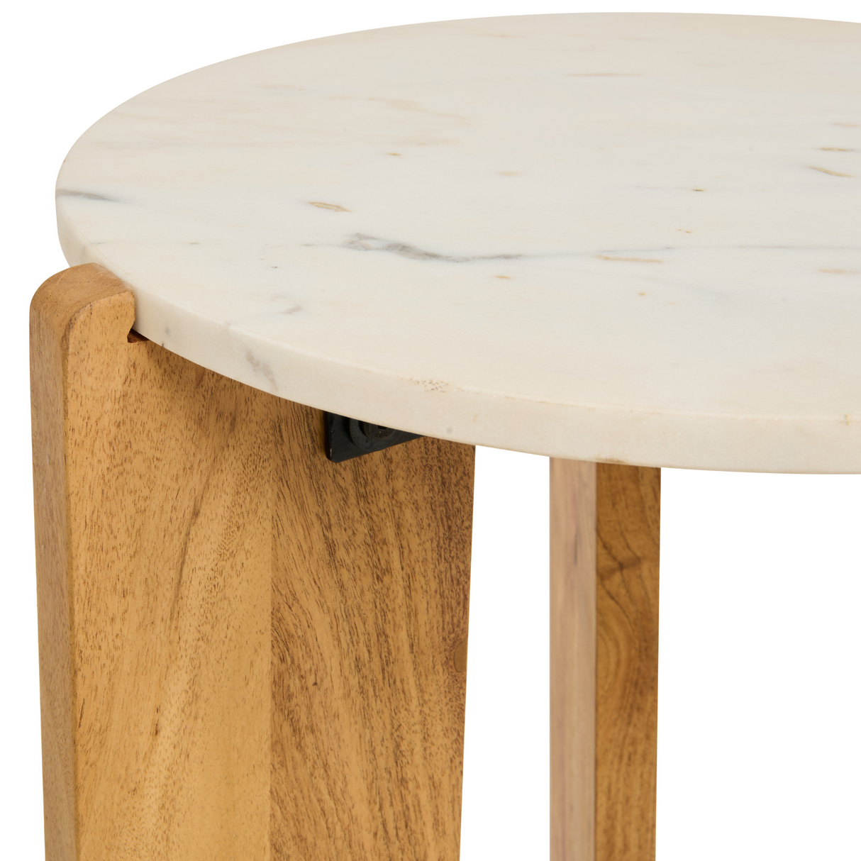 Bijzettafel Lilo - Lichtbruin Acacia & Beige Marmer