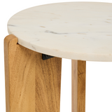 Bijzettafel Lilo - Lichtbruin Acacia & Beige Marmer