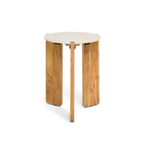 Bijzettafel Lilo - Lichtbruin Acacia & Beige Marmer