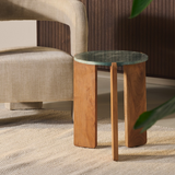 Bijzettafel Lilo - Walnoot Acacia & Groen Marmer