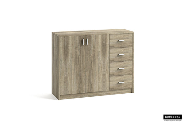 Dressoir Kast 'Space' 2 deuren 4 laden Sonoma