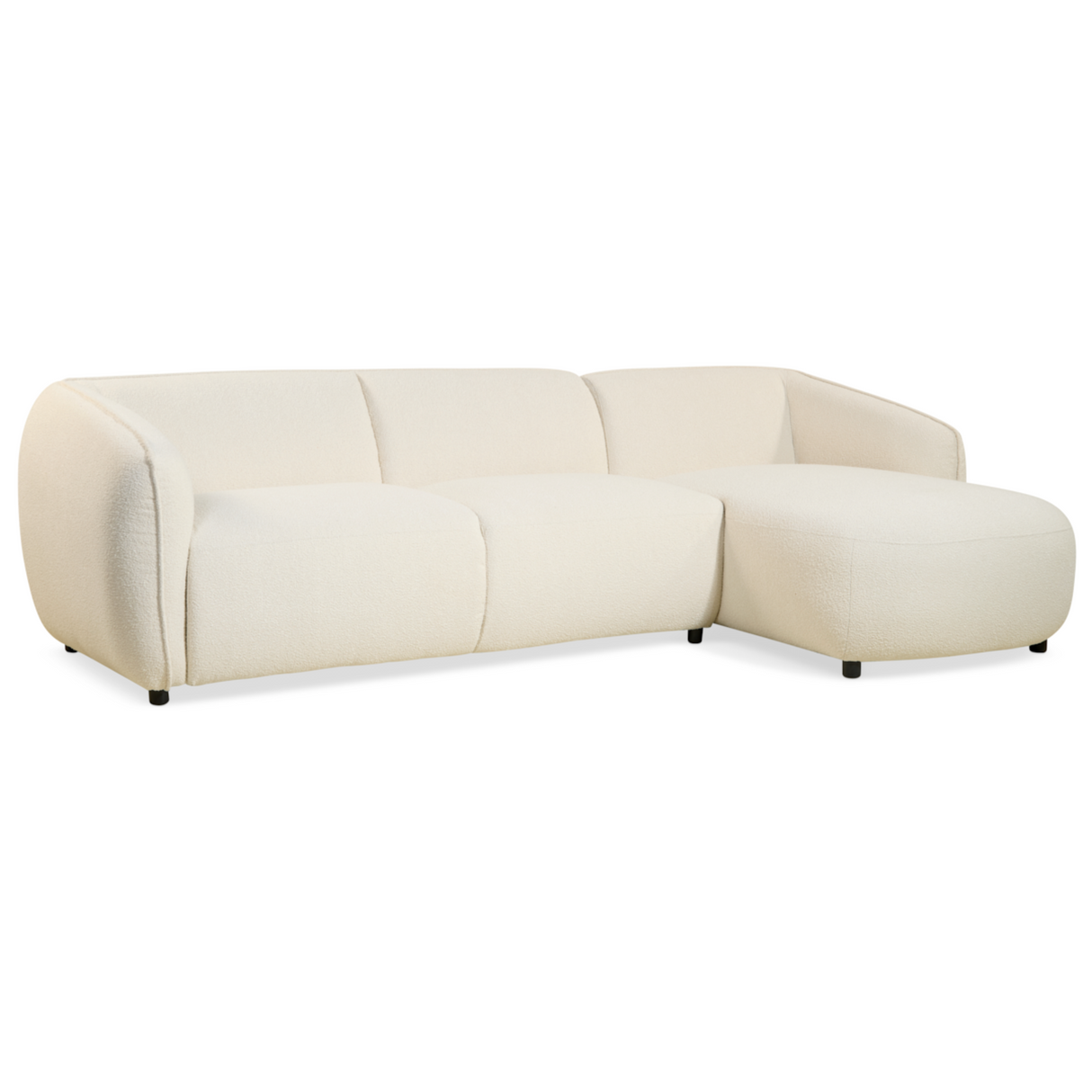 Hoekbank Leo - Bouclé Beige, Hoek Rechts