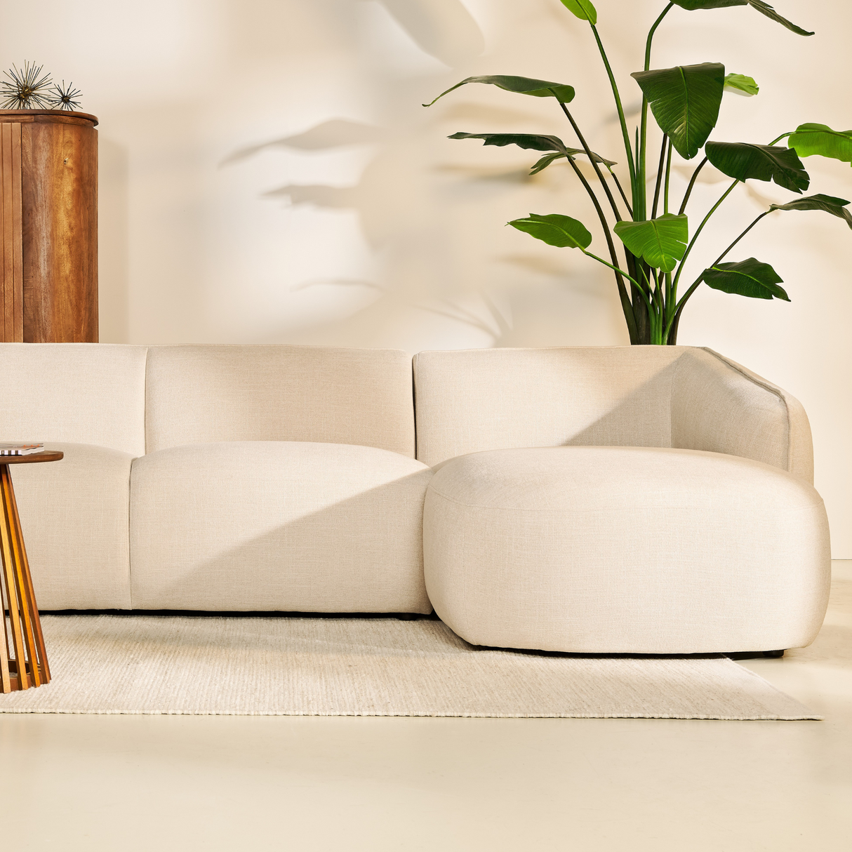 Hoekbank Leo - Stof Beige, Hoek Rechts