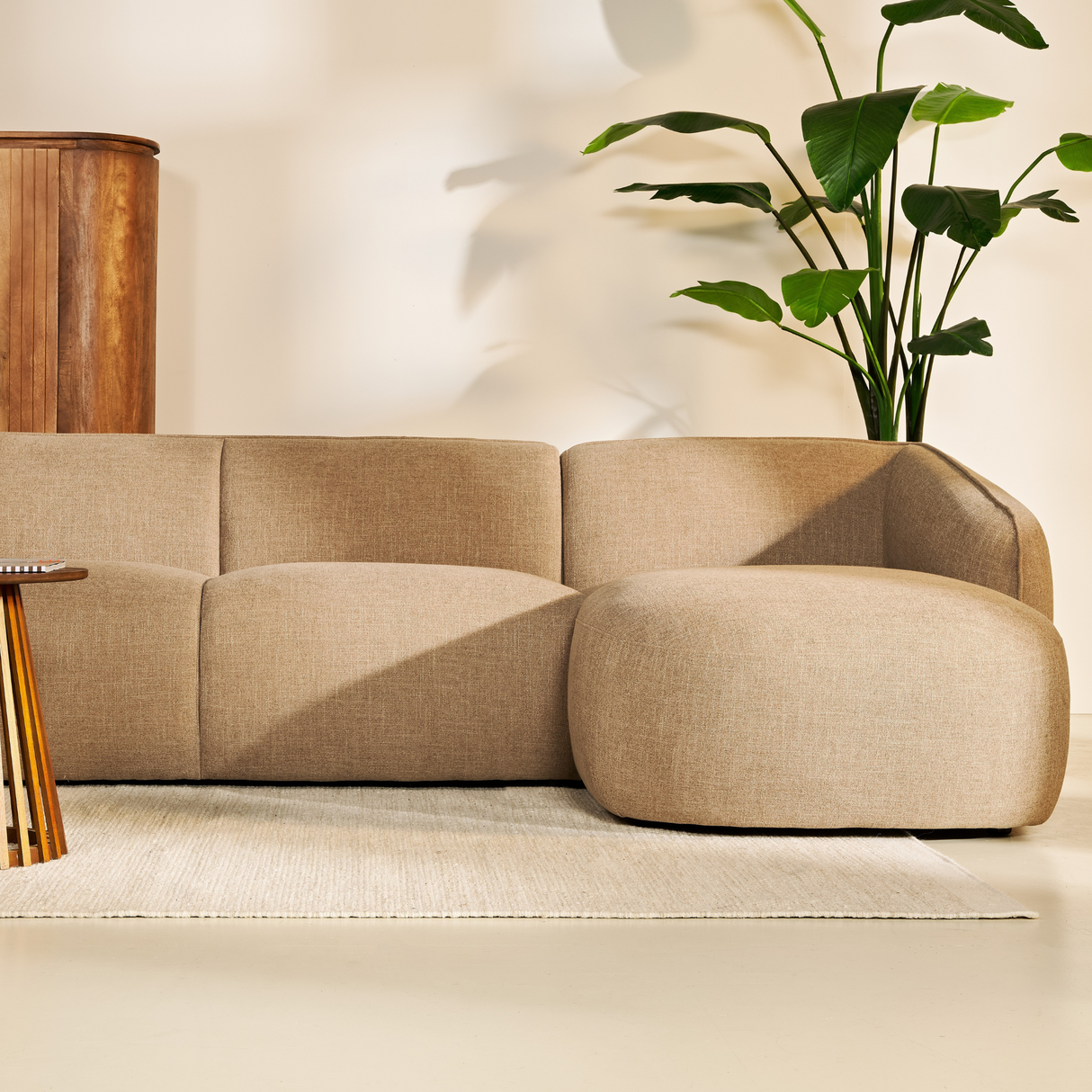 Hoekbank Leo - Stof Taupe, Hoek Rechts