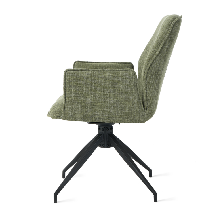 Draaibare Eetkamerstoel Jenn - 180° Auto-Return - Stof Mosgroen