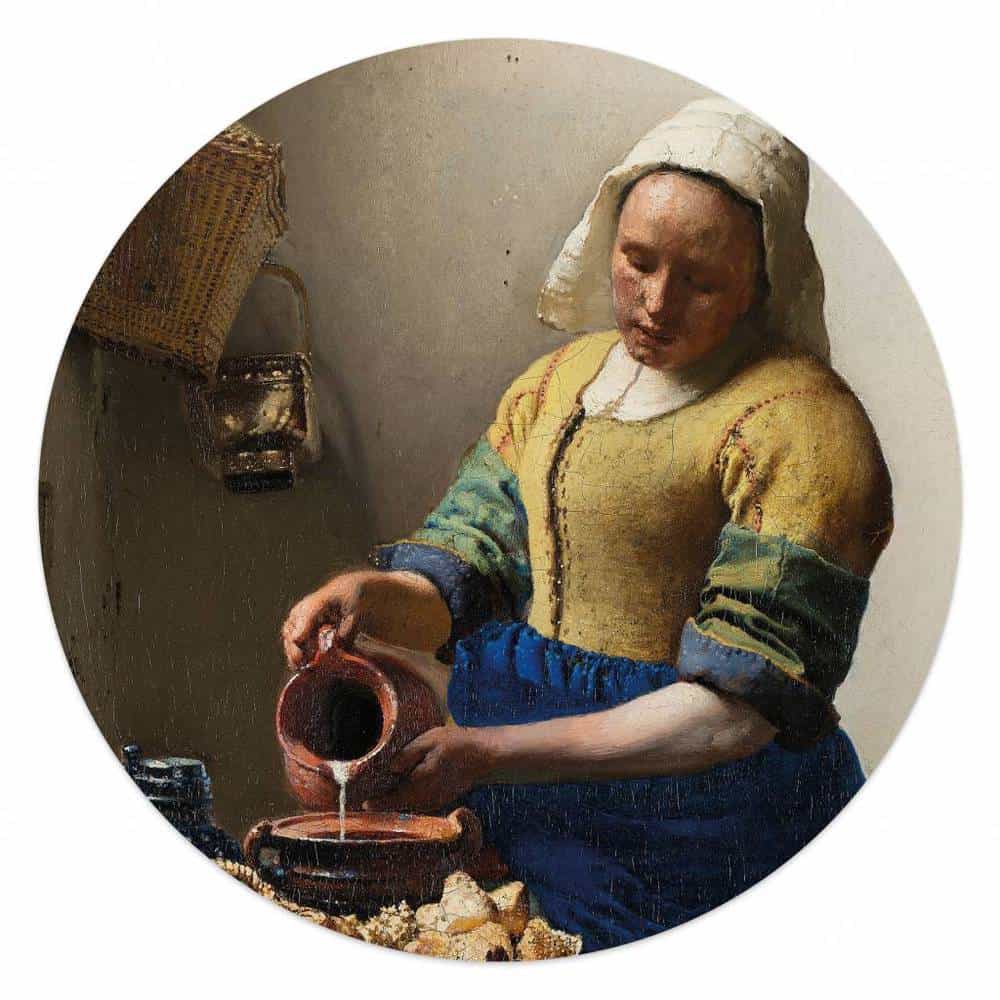 Schilderij 'Melkmeisje' Johannes Vermeer - Dibond Aluminium