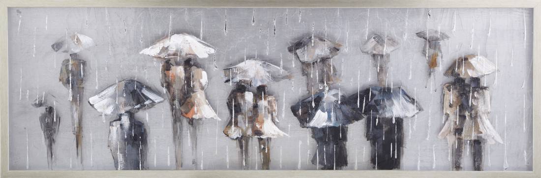 Olieverfschilderij acryl wandelende mensen 50x150 cm