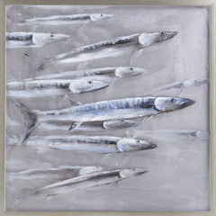 Olieverfschilderij acryl barecudas 80x80 cm