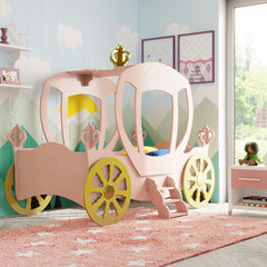 Kinderbed Princess Carriage 205x120 - Roze
