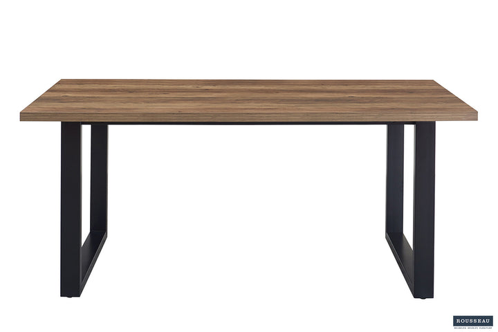 Tafel 'Alexander' 180 cm Decor Mango met metalen poten en MDF blad, geschikt als stijlvolle aanvulling voor elk interieur.