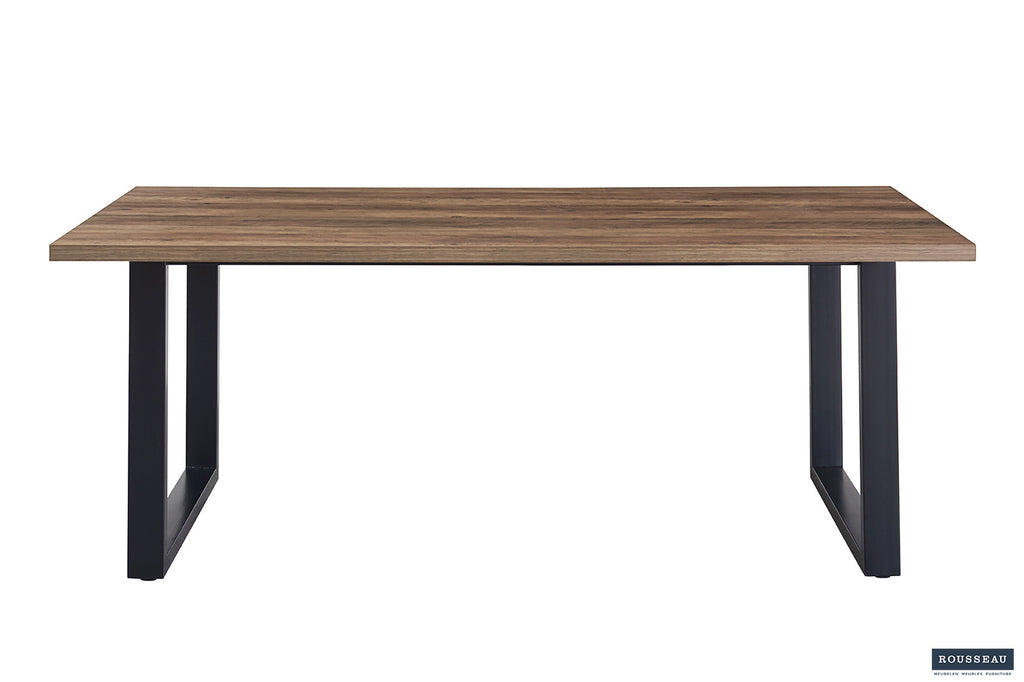 Tafel 'Alexander' 200 cm Decor Mango met metalen poten en een MDF blad, geschikt als functionele en stijlvolle aanvulling op elk interieur.