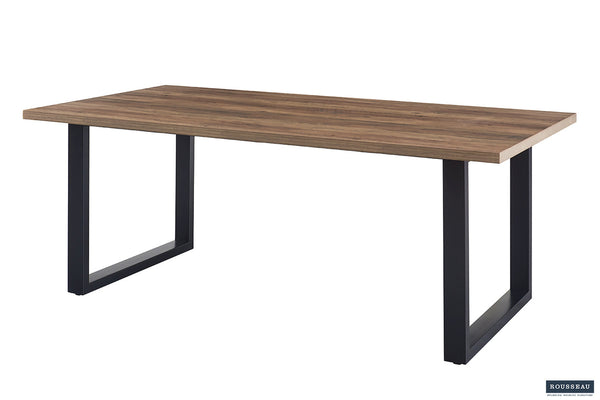 Tafel 'Alexander' 200 cm met metalen poten en een MDF-blad, decor mango, met ABS boord.