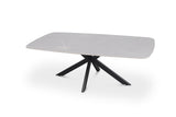 Salontafel 'Apollo' 130 cm, Deens ovaal ontwerp met zwart metalen poten en een grijs stenen blad.