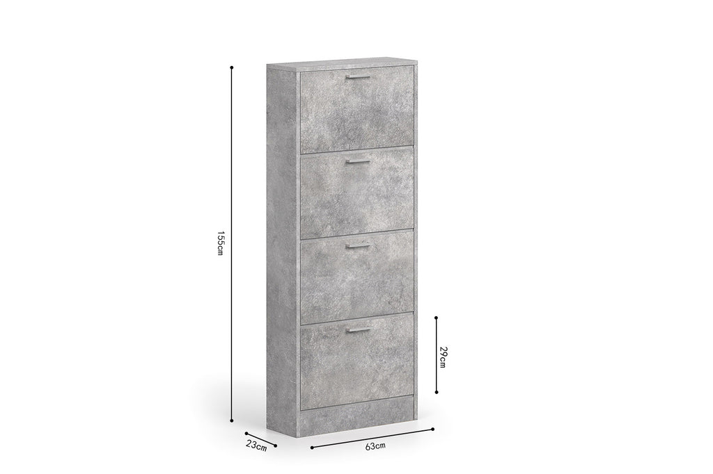 Schoenenkast 'Carini' 4 Laden Beton