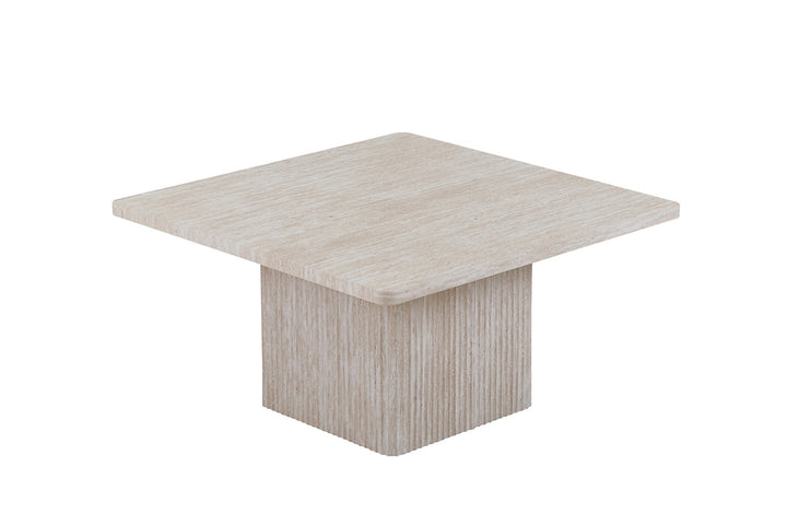 Set van 2 salontafels 'Bobby' Decor travertin Beige, vierkante vorm, stevige MDF-constructie, geschikt voor moderne en klassieke interieurs, ideaal voor decoratieve items en dagelijks gebruik.