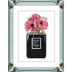 Spiegellijst met prent - Coco Chanel bloemen