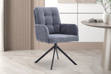 Stoel 'Granada' Draaibaar tot 0 Stof Davis Bliss 75-73 Donkergrijs, elegante draaibare stoel met zwarte metalen basis, geschikt voor moderne interieurs.