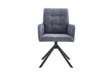 Stoel 'Granada' Draaibaar, donkergrijs met metalen poten en stoffen bekleding, geschikt voor elke ruimte. Twee stoelen per doos.